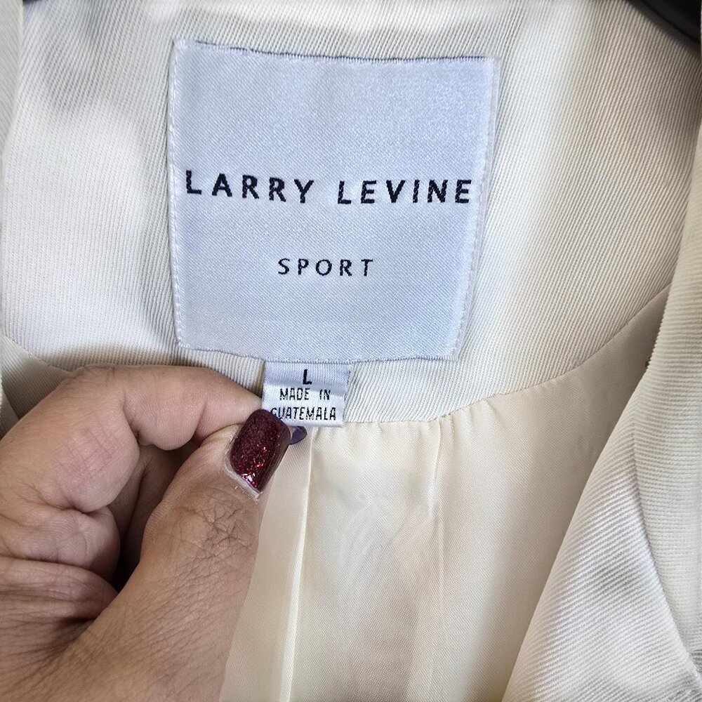Larry Levine Cream Belted Longline Blazer Jacket Large - Picture 3 of 12